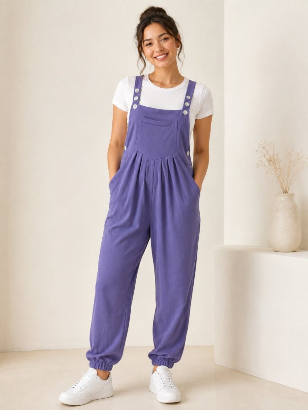 Halara Mellow Purple Waffle Jogger Overalls Jumpsuit Women’s L  DESCRIPTION: